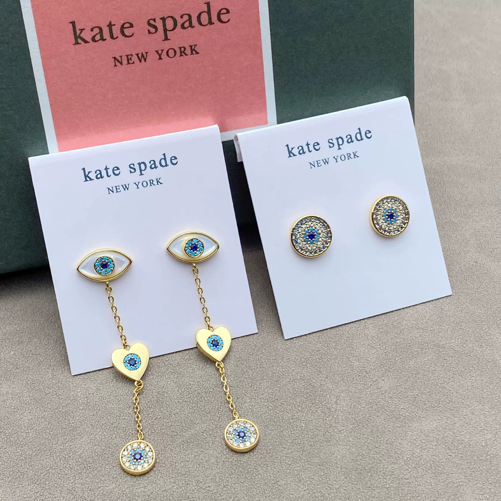 kate spade Eye Heart Shell Inlay Long Metal Earrings